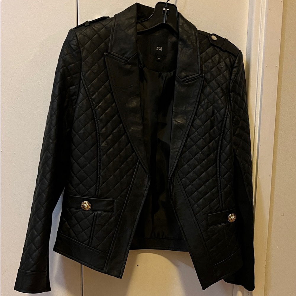 River Island Black Quilted Leather Jacket